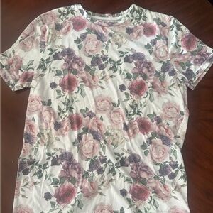 Forever 21 Floral Short Sleeve Tee - Pink and Purple